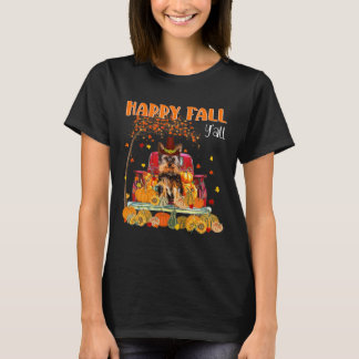 Yorkie Dog Autumn Fall Pumpkin Truck Mappe Thanksg T-Shirt