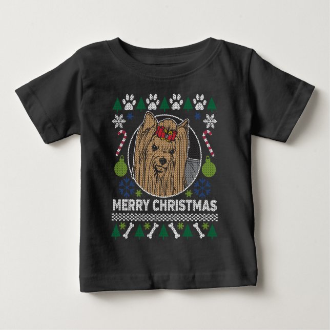 Yorkie Dog Breed Ugly Christmas Sweater (Front)