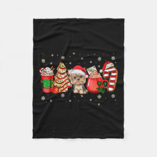 Yorkie Dog Christmas Pyjamas Coffee Latte Mugs Xma Fleece Blanket