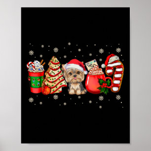 Yorkie Dog Christmas Pyjamas Coffee Latte Mugs Xma Poster