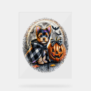 Yorkie Dog Halloween Acrylic Sign