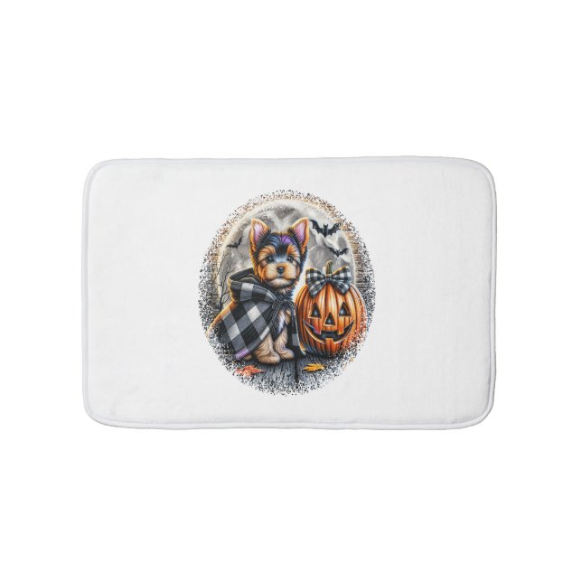 Yorkie Dog Halloween Bath Mat (Front)