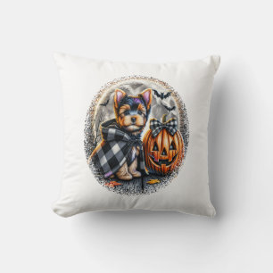 Yorkie Dog Halloween Cushion