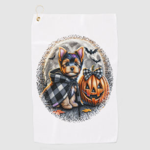 Yorkie Dog Halloween Golf Towel