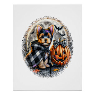 Yorkie Dog Halloween Poster
