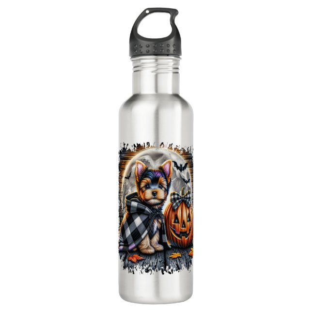 Yorkie Dog Halloween Square 710 Ml Water Bottle (Front)