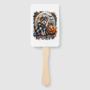Yorkie Dog Halloween Square Hand Fan