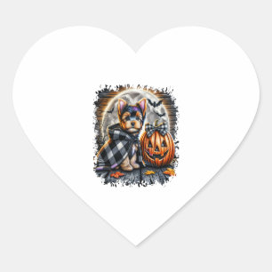 Yorkie Dog Halloween Square Heart Sticker