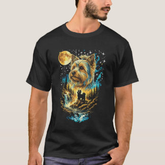 Yorkie Dog Howling to The Moon Vintage Funny Yorki T-Shirt