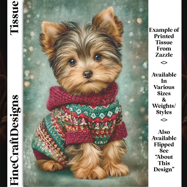 Yorkie Dog In Christmas Sweater DS2L Decoupage Tissue Paper (Creator Uploaded)