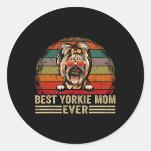 Yorkie Dog Mum Lover Fun Vintage Best Yorkie Mum E Classic Round Sticker