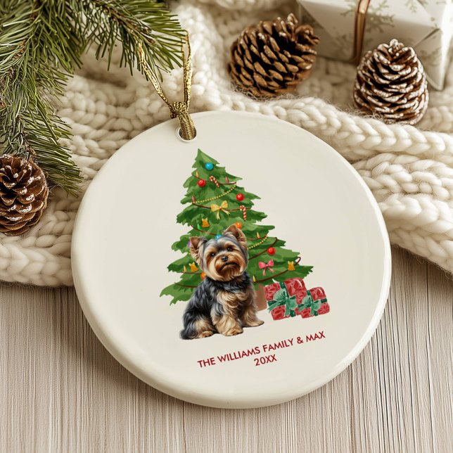 Yorkie Dog Personalised Christmas Ceramic Tree Decoration (Creator Uploaded)