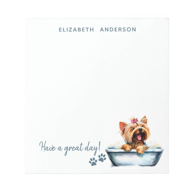 Yorkie Dog Personalised Notepad (Front)