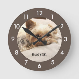 Yorkie Dog Personalised  Round Clock