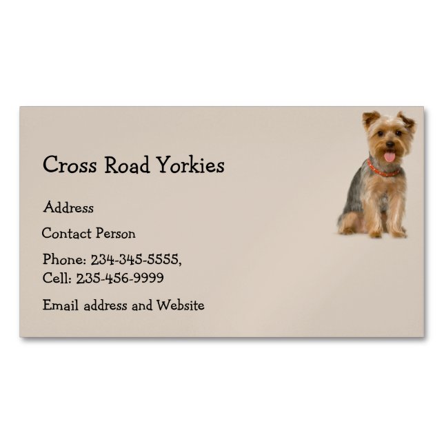 Yorkie Dog Pet Animal Logo Business Card Mag (Front)