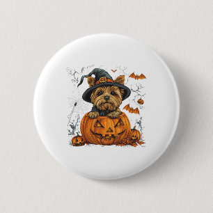 Yorkie Dog Pumpkin Halloween Thanksgiving 6 Cm Round Badge