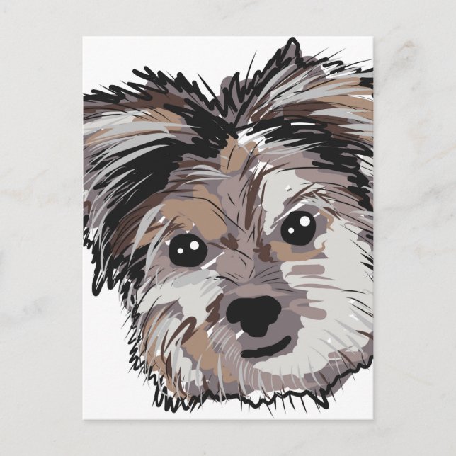 Yorkie Dog Pup Face Sketch Postcard (Front)