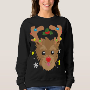 Yorkie Dog Reindeer Funny Cute Dog Mum Dad Christm Sweatshirt