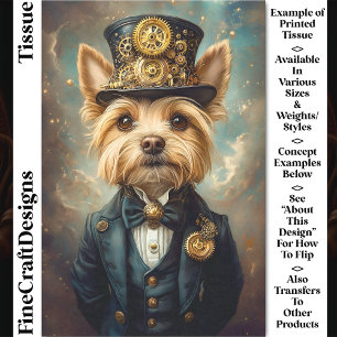 Yorkie Dog, Steampunk Suit & Top Hat CZ7 Decoupage Tissue Paper
