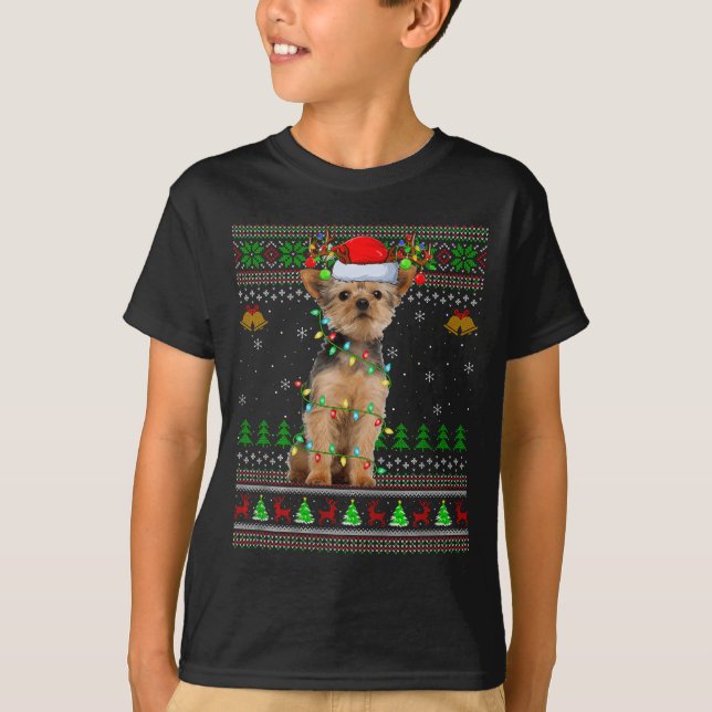 Yorkie Dog Ugly Christmas Sweaters Holiday Santa X (Front)