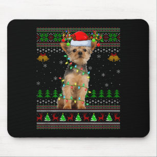 Yorkie Dog Ugly Christmas Sweaters Holiday Santa X Mouse Pad