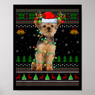 Yorkie Dog Ugly Christmas Sweaters Holiday Santa X Poster
