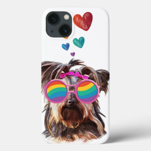 Yorkie Dog with Hearts Valentine's Day iPhone 13 Case