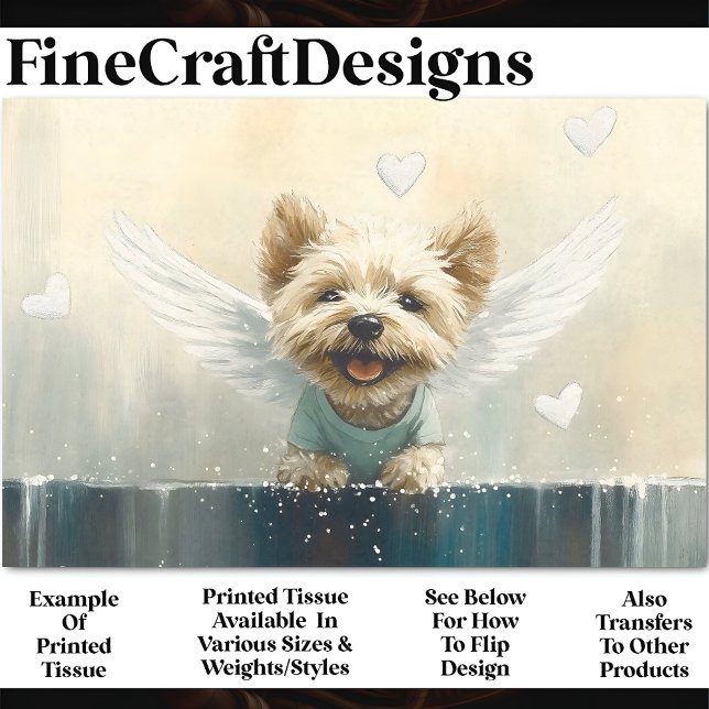 Yorkie Dog With Wings In Snow AV3 Decoupage Tissue Paper (Creator Uploaded)