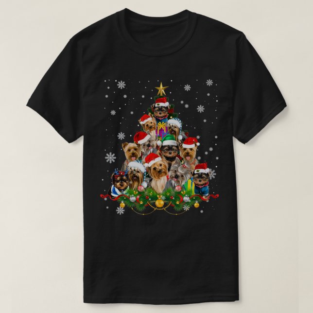 Yorkie Dogs Tree Christmas Sweater Xmas Pet Animal (Design Front)