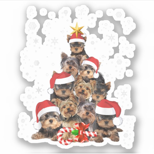 Yorkie Dogs Tree Christmas Sweater Xmas Pet Animal (Front)