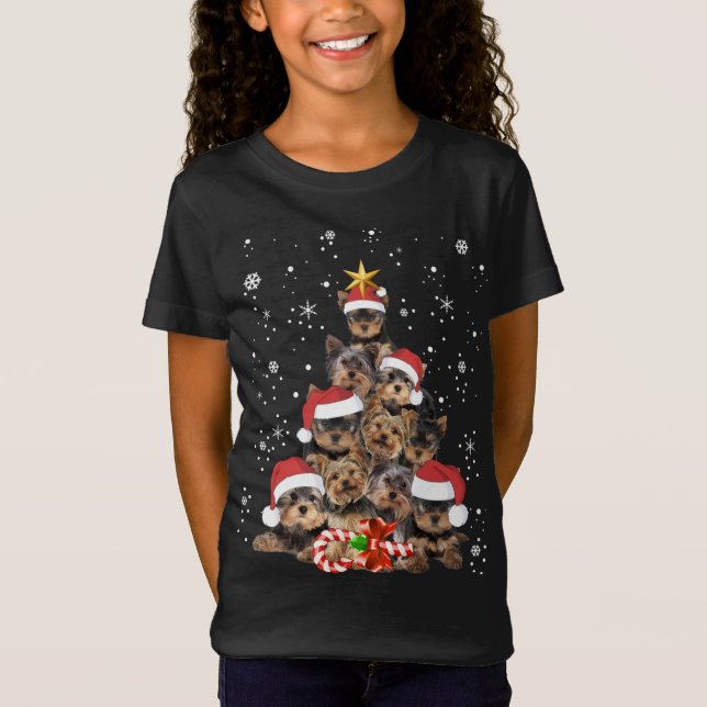 Yorkie Dogs Tree Christmas Sweater Xmas Pet Animal (Front)
