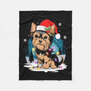 Yorkie Dogs Tree Christmas Sweater Xmas Pet Animal Fleece Blanket