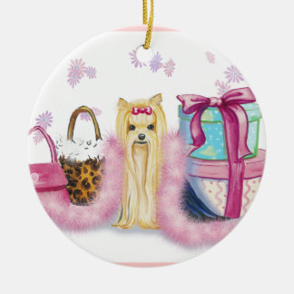 Yorkie Dress Up Ceramic Tree Decoration