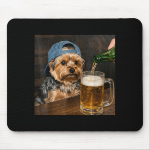 Yorkie Drinking Beer Funny Dog Meme Mouse Pad