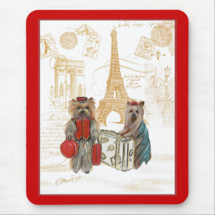 Yorkie Eiffel Tower Paris Mouse Pad
