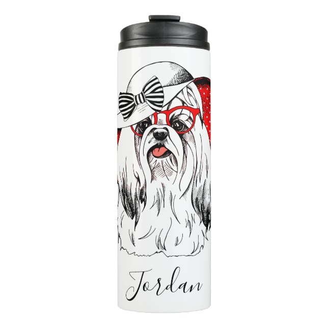 Yorkie Fashion Shoot | Add Your Name Thermal Tumbler (Front)