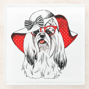 Yorkie Fashion Shoot Glass Coaster