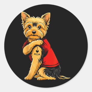Yorkie Featuring Tattooed Yorkshire Terrier Love Classic Round Sticker