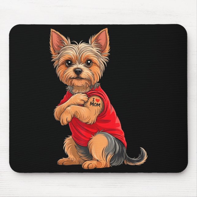 Yorkie featuring tattooed yorkshire terrier love mouse pad (Front)