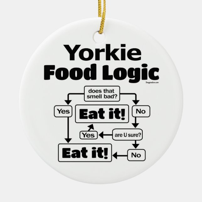 Yorkie Food Logic Ceramic Tree Decoration (Front)