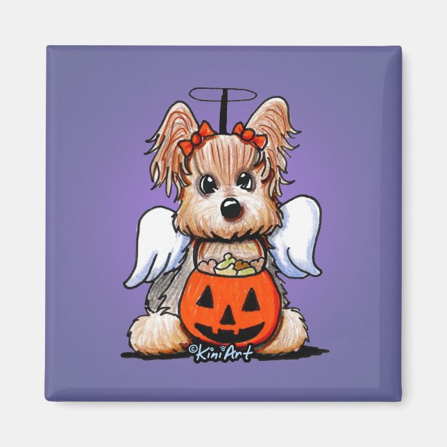 Yorkie Halloween Angel Magnet (Front)