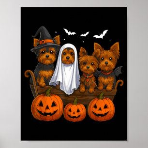 Yorkie Halloween Funny Yorkshire Terrier Dog Trick Poster