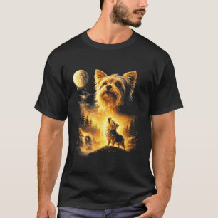 Yorkie Howling to The Moon Dog Lover Fantasy T-Shirt