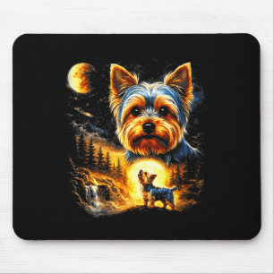 Yorkie howling to the moon vintage 90s funny dog mouse pad