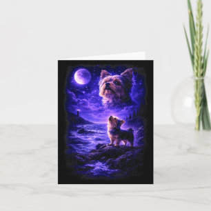 Yorkie Howling to The Moon Vintage Funny Dog Card