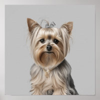 Yorkie Illustration Wall Art Home decor Dog lover 