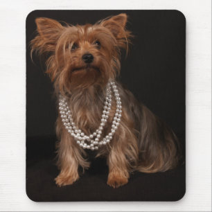 Yorkie in Pearl Necklace Mouse Pad
