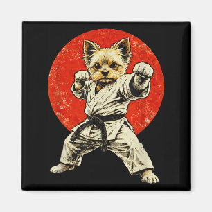 Yorkie Karate Dog Black Belt Yorkshire Terrier Magnet