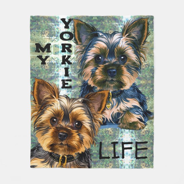 Yorkie life fleece blanket (Front)