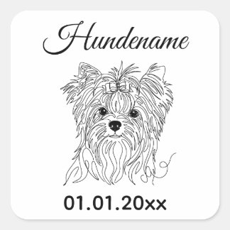 Yorkie Minimalist Line Art personalized dog brand Square Sticker